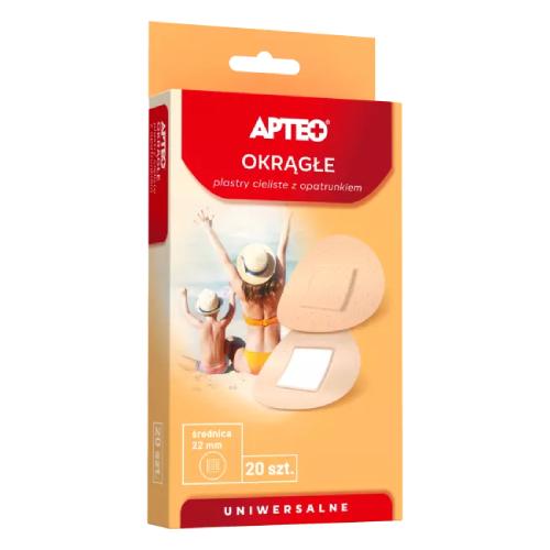 Miniaturka artykułu - APTEO Okrągłe Plastry cieliste z opatrunkiem, 20 szt.