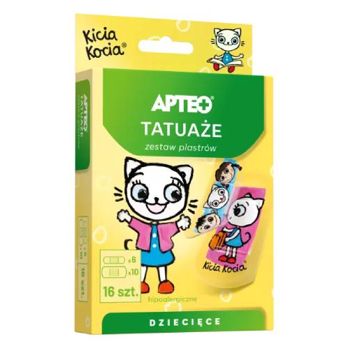 Miniaturka artykułu - APTEO Tatuaże Kicia Kocia zestaw plastr&oacute;w dla dzieci, 16 szt.
