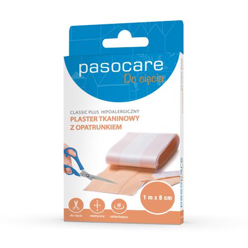 Miniaturka artykułu - PASOCARE Plaster tkaninowy z opatrukiem classic plus 1m x 8cm