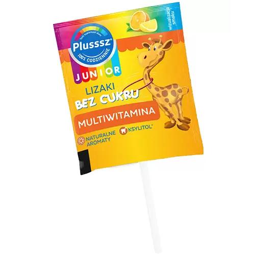 Miniaturka artykułu - PLUSSSZ Junior Lizak bez cukru Multiwitamina, 1szt.