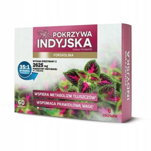 Miniaturka artykułu - Pokrzywa Indyjska - Wspomaga odchudzanie, 60 tabletek 