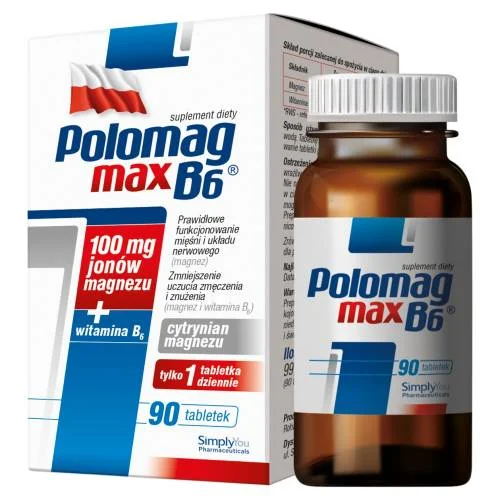 Miniaturka artykułu - Polomag B6 Max, 90 tabl. - suplement diety z magnezem i witaminą B6