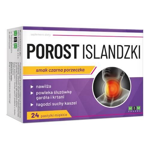 Miniaturka artykułu - Porost Islandzki smak czarna porzeczka, 24 past. BRAK TEKTUROWEGO OPAKOWANIA