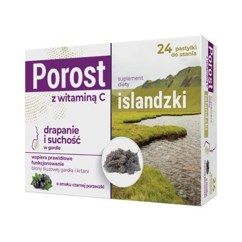Miniaturka artykułu - Porost islandzki z witaminą C, 24past. do ssania Prima Pharma
