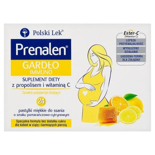 Miniaturka artykułu - Prenalen Gardło Immuno pastylki do ssania, 24 szt. KR&Oacute;TKA DATA 31.12.2026