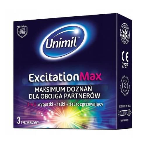 Miniaturka artykułu - Prezerwatywy UNIMIL EXCITATION MAX, 3szt. KR&Oacute;TKA DATA 31.08.2026