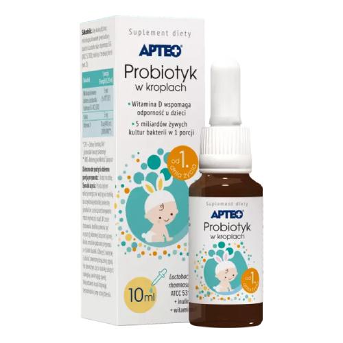 Miniaturka artykułu - APTEO Probiotyk w kroplach z witaminą D, 10ml