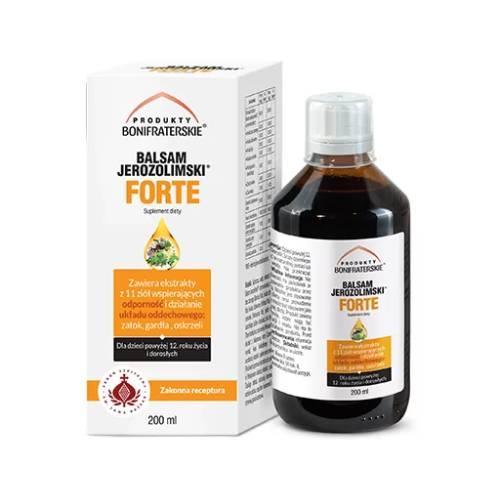 Miniaturka artykułu - Produkty Bonifraterskie Balsam Jerozolimski Forte płyn, 200 ml BRAK KARTONU