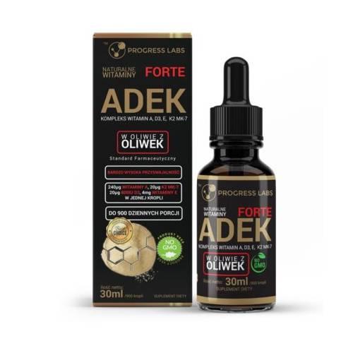 Miniaturka artykułu - Progress Labs Witamina ADEK Complex A D3 E K2 MK-7 w kroplach, 30 ml