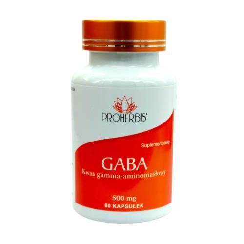 Miniaturka artykułu - PROHERBIS GABA 500mg, 60 kapsułek KR&Oacute;TKA DATA 30.09.2026