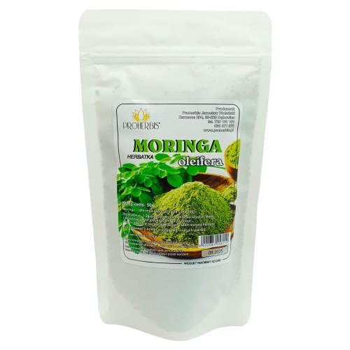 Miniaturka artykułu - PROHERBIS Moringa Liść Cięty, 50 g KR&Oacute;TKA DATA 30.06.2026