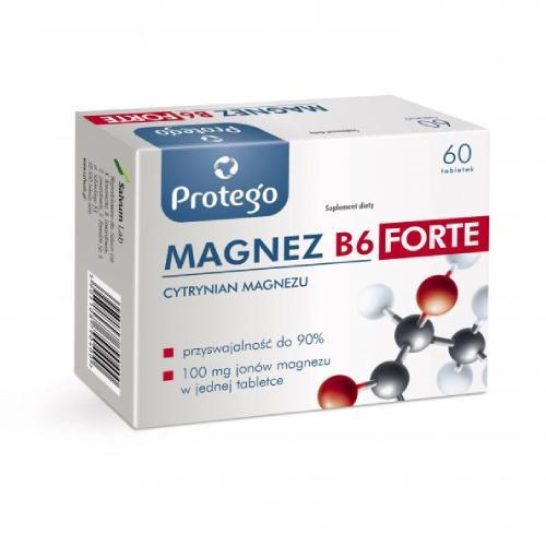 Miniaturka artykułu - Protego Magnez B6 Forte, 60tabl. USZKODZONE TEKTUROWE OPAKOWANIE