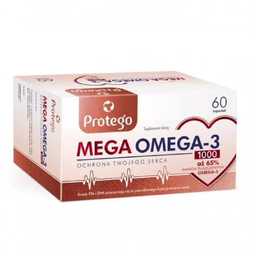 Miniaturka artykułu - Protego Mega Omega-3 1000, 60 kaps.