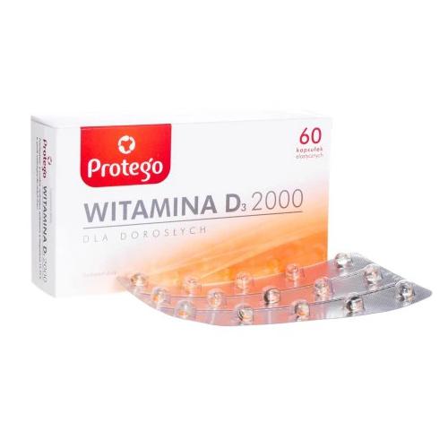 Miniaturka artykułu - Protego Witamina D3 2000, 60 kapsułek