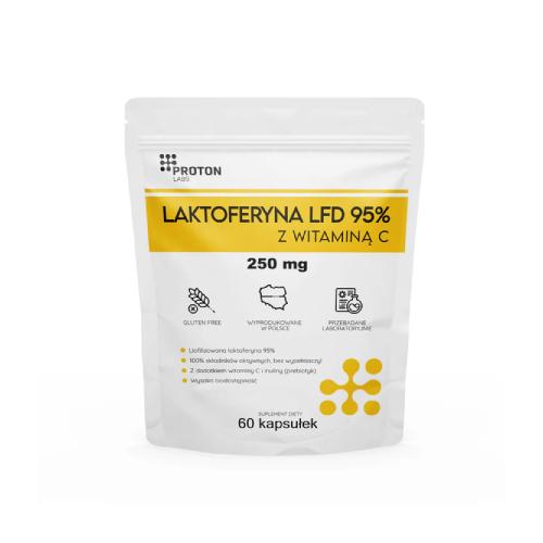 Miniaturka artykułu - Proton Labs Liofilizowana Laktoferyna LFD 95% 250 mg z witaminą C, 60 kaps.