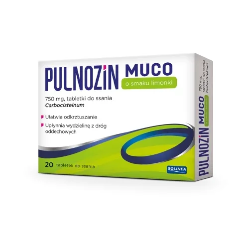 Miniaturka artykułu - Pulnozin Muco o smaku limonki 750 mg, 20 tabletek