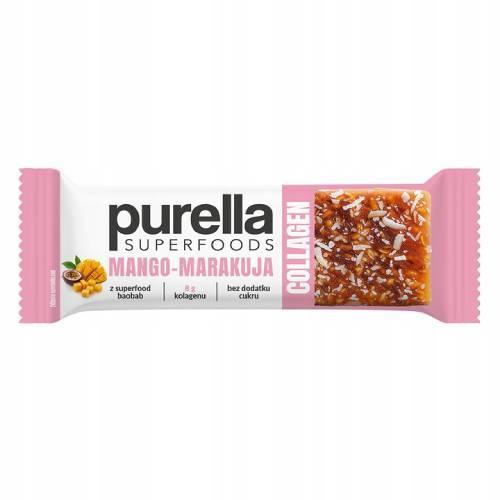 Miniaturka artykułu - PURELLA Collagen Bar Baton kolagenowy Mango-Marakuja bez dodatku cukru, 40g KRÓTKA DATA 30.09.2025