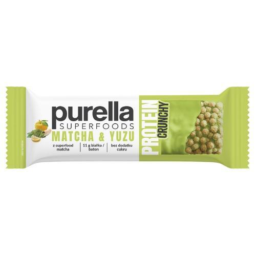 Miniaturka artykułu - PURELLA Protein Crunchy Matcha & Yuzu Baton białkowy, 45 g KR&Oacute;TKA DATA 30.06.2026