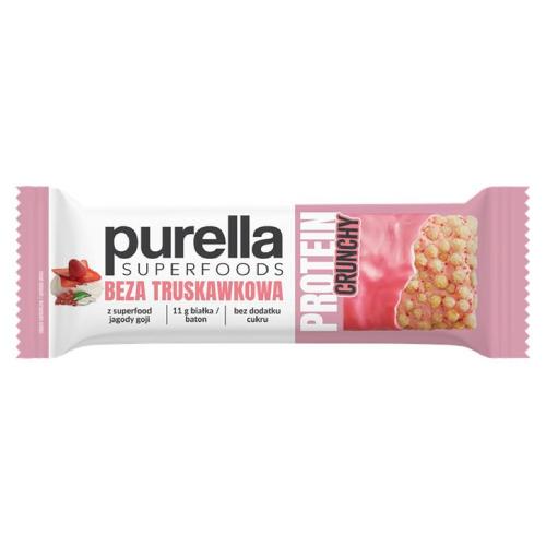 Miniaturka artykułu - PURELLA Protein Crunchy Truskawkowa beza Baton białkowy, 45 g