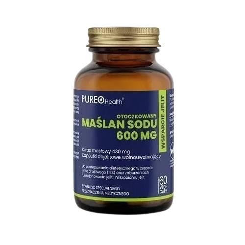 Miniaturka artykułu - PUREO Health Maślan sodu 600 mg, 60 kapsułek