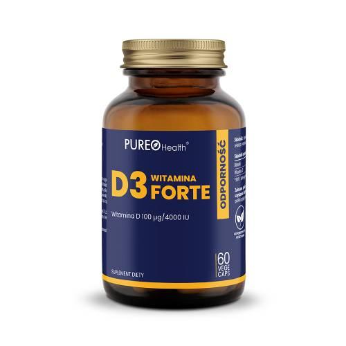 Miniaturka artykułu - PUREO Health Witamina D3 forte 4000IU, 60 kapsułek