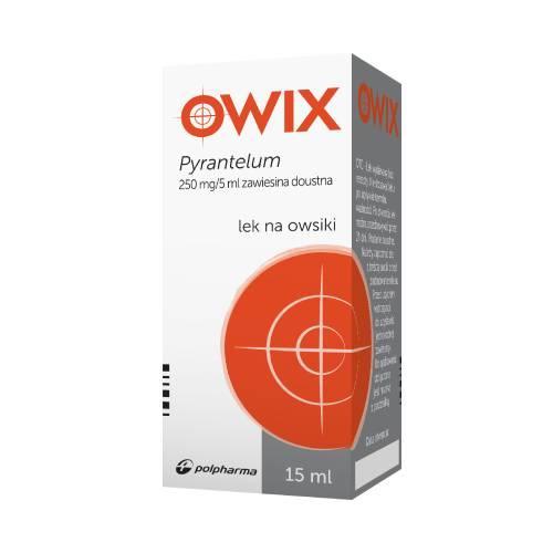 Miniaturka artykułu - Pyrantelum Owix - Lek na owsiki dla dzieci w zawiesinie, 15 ml  USZKODZONE TEKTUROWE OPAKOWA.