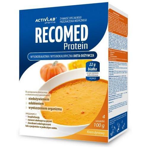 Miniaturka artykułu - RECOMED Protein Proszek o smaku kremu dyniowego, 4saszetki USZKODZONE OPAKOWANIE