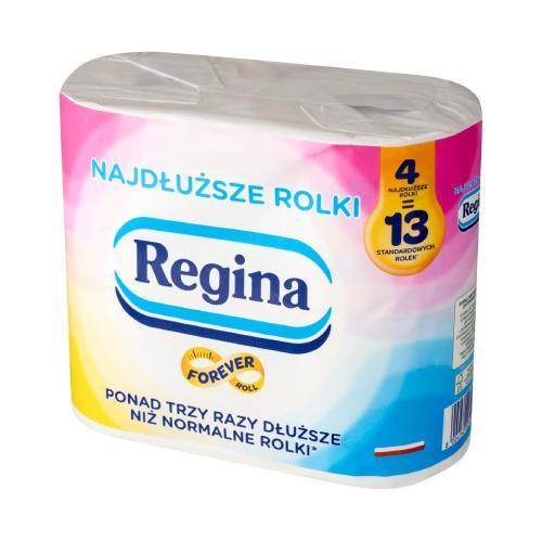 Miniaturka artykułu - REGINA FOREVER ROLL Papier toaletowy, 4 rolki USZKODZONE OPAKOWANIE PAPIEROWE.