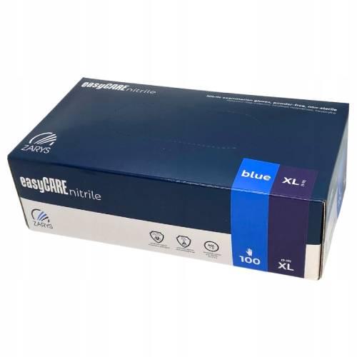 Miniaturka artykułu - Rękawice diagnostyczne nitrylowe niebieskie easyCARE XL, 100szt.