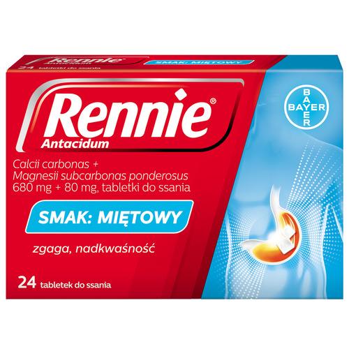 Miniaturka artykułu - Rennie Antacidum smak Miętowy, 24 tabletki do ssania