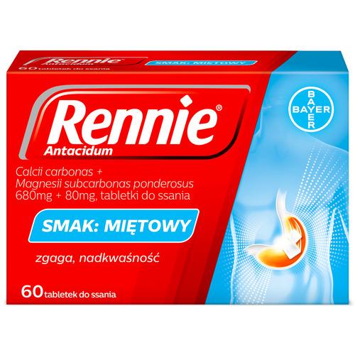 Miniaturka artykułu - Rennie Antacidum smak miętowy, 60 tabletek
