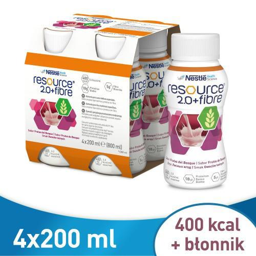 Miniaturka artykułu - RESOURCE 2.0 FIBRE smak owoce leśne - 4 x 200 ml  KRÓTKA DATA 17.11.2025