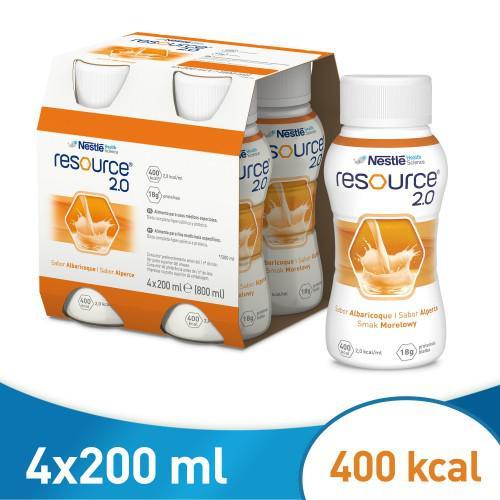 Miniaturka artykułu - Resource 2.0 smak morelowy płyn, 4x200ml BRAK OPAKOWANIA TEKTUROWEGO
