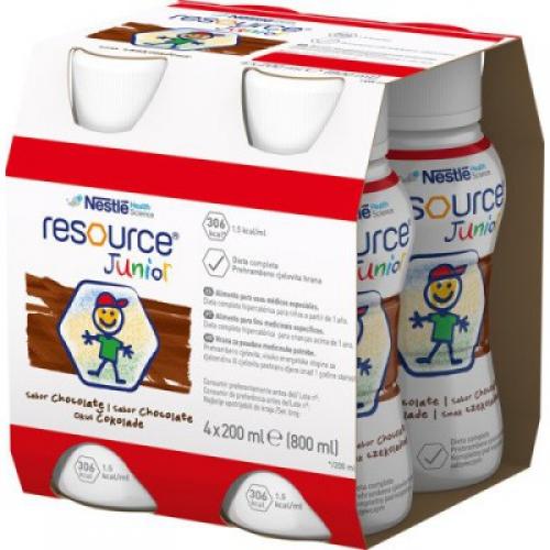 Miniaturka artykułu - Resource Junior Płyn smak czekoladowy, 4 x 200ml USZKODZONE OPAKOWANIE  TEKTUROWE ZBIORCZE