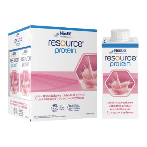 Miniaturka artykułu - Resource Protein Preparat odżywczy w płynie smak truskawkowy, 4 x 200 ml