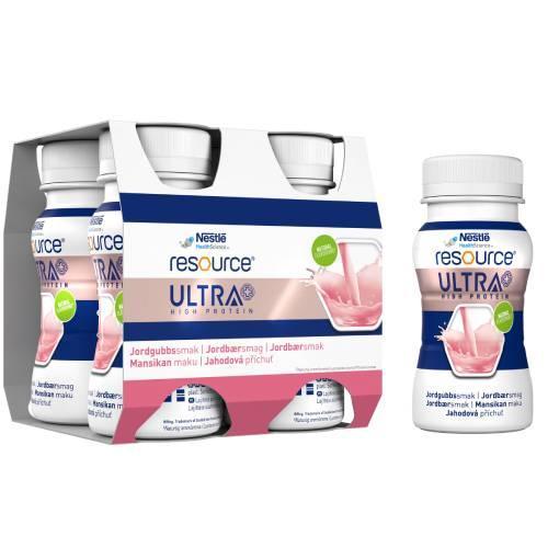 Miniaturka artykułu - Resource Ultra+ smak truskawkowy, 4 x 125 ml USZKODZONE TEKTUROWE OPAKOWANIE