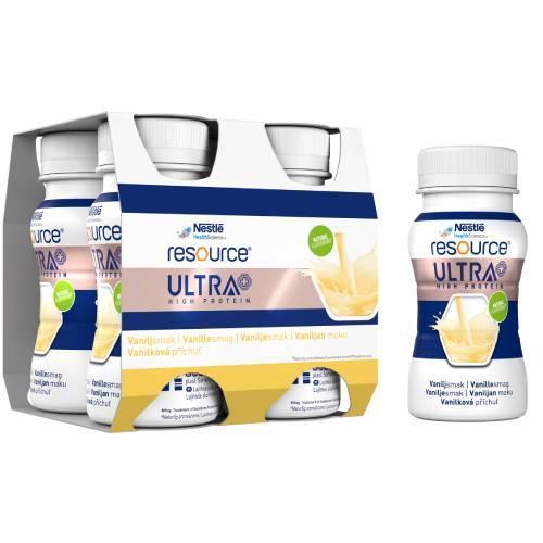 Miniaturka artykułu - Resource Ultra+ smak waniliowy, 4 x 125 ml USZKODZONE TEKTUROWE OPAKOW.