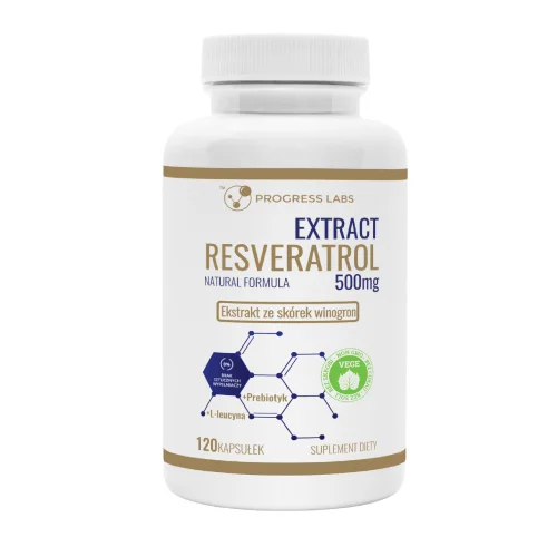 Miniaturka artykułu - Progress Labs Resveratrol 500 mg Extract, 120 kaps.