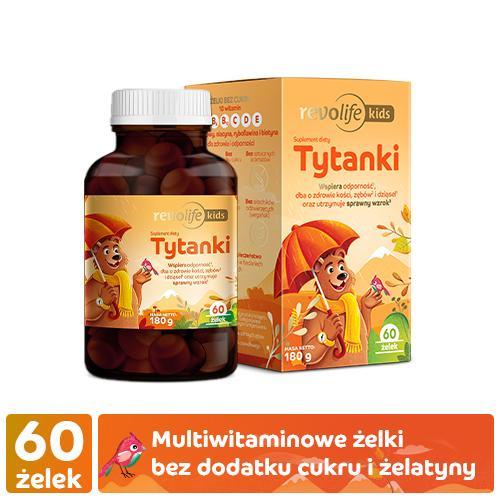Miniaturka artykułu - Revolife Kids Tytanki, 60 żelek bez cukru USZKODZONE TEKTUROWE OPAKOWANIE