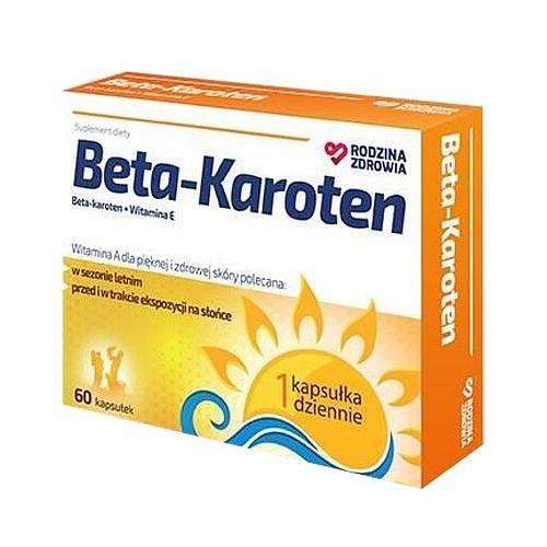Miniaturka artykułu - Rodzina Zdrowia Beta-Karoten, 60 kapsułek KR&Oacute;TKA DATA 31.08.2026