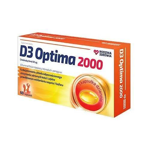 Miniaturka artykułu - Rodzina Zdrowia D3 OPTIMA 2000, 60 kaps. KR&Oacute;TKA DATA 31.08.2026