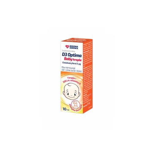 Miniaturka artykułu - Rodzina Zdrowia D3 Optima Baby krople, 10ml