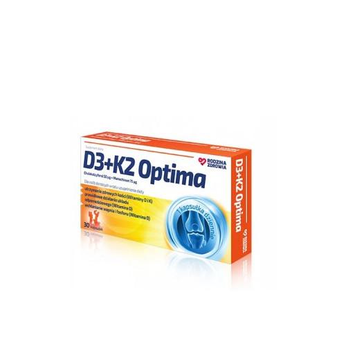 Miniaturka artykułu - Rodzina Zdrowia D3+K2 Optima, 30 kapsułek