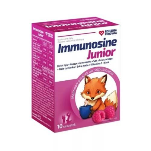 Miniaturka artykułu - Rodzina Zdrowia Immunosine Junior smak malinowy, 10 sasz.