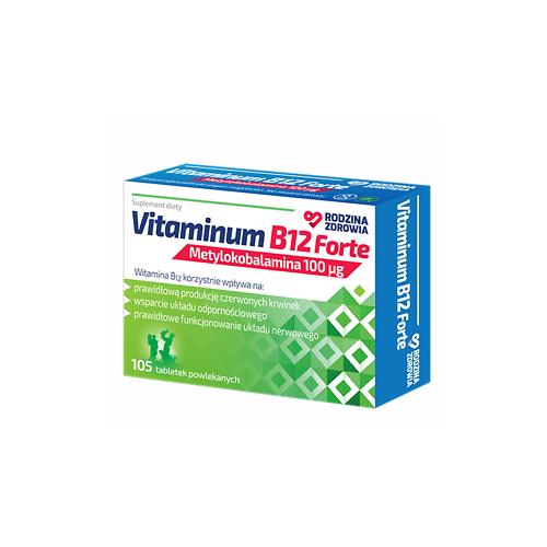 Miniaturka artykułu - Vitaminum B12 Forte Metylokobalamina 100ug, 105 tabletek Rodzina Zdrowia