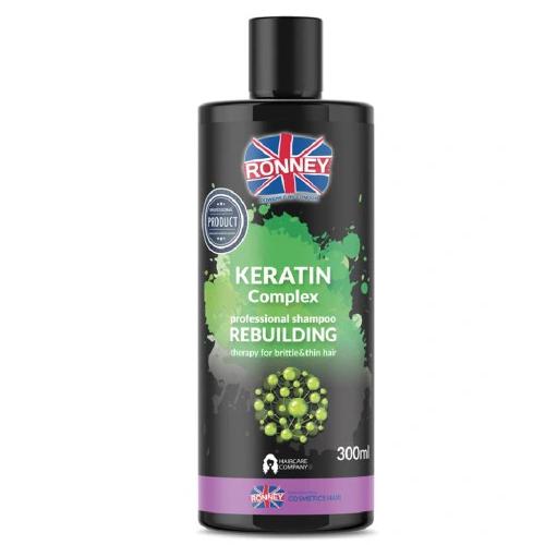 Miniaturka artykułu - RONNEY Keratin Complex Odbudowujący szampon do włosów cienkich i kruchych z kompleksem keratynowym, 300ml