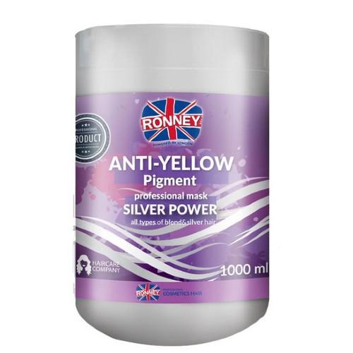 Miniaturka artykułu - RONNEY Srebrna maska do włos&oacute;w anti-yellow pigment, 1000ml
