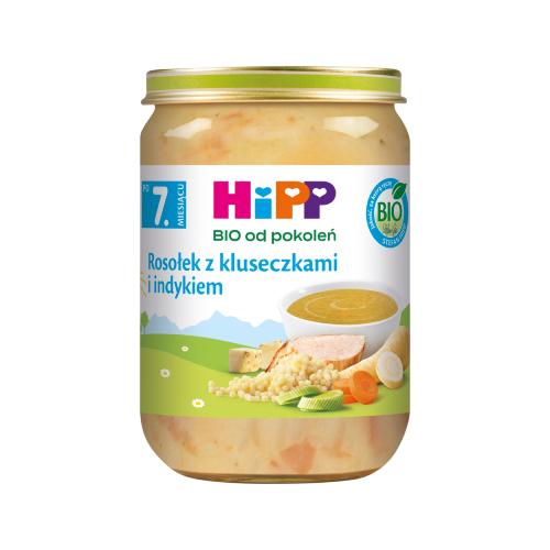 Miniaturka artykułu - HiPP BIO Rosołek z kluseczkami i indykiem po 7. miesiącu, 190 g