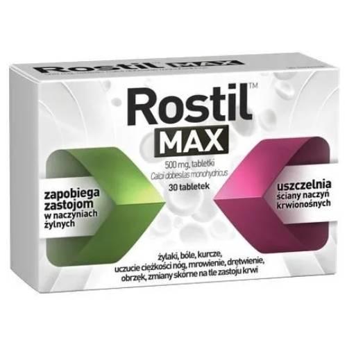 Miniaturka artykułu - Rostil max 500 mg lek na objawy przewlekłej niewydolności żylnej, 60 tabl.