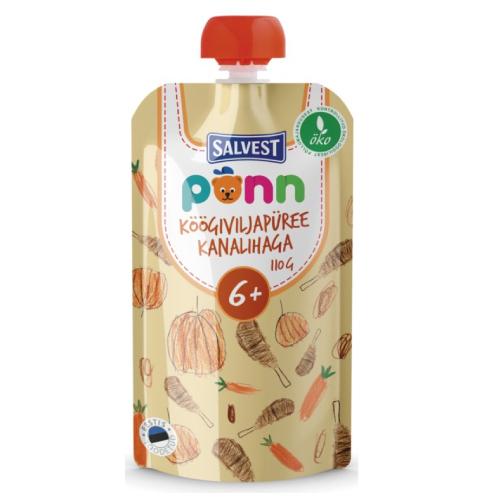 Miniaturka artykułu - SALVEST P&Otilde;NN BIO Kurczak z puree warzywnym, 110g